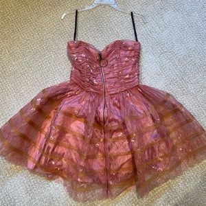 2000s Peachy Blush Lace Betsey Johnson Dress